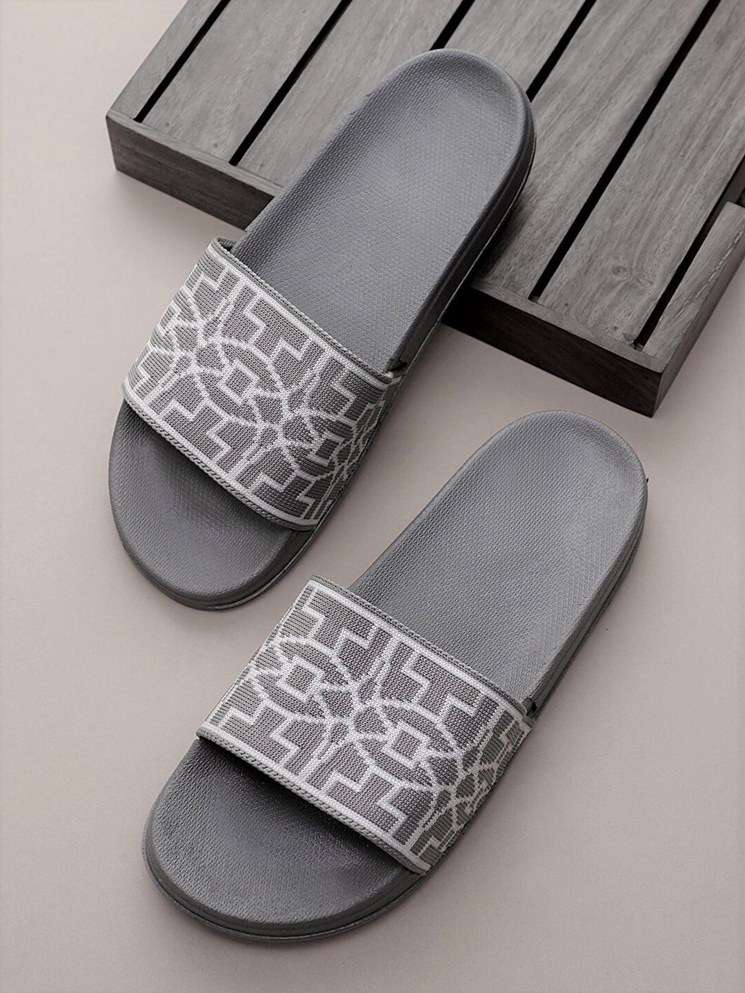 Pampy Angel Women Grey & White Printed Sliders Price in India