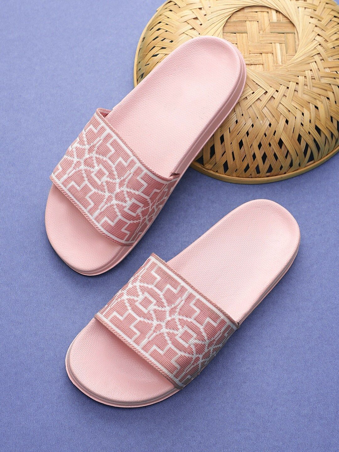 Pampy Angel Women Pink Printed Rubber Sliders Price in India