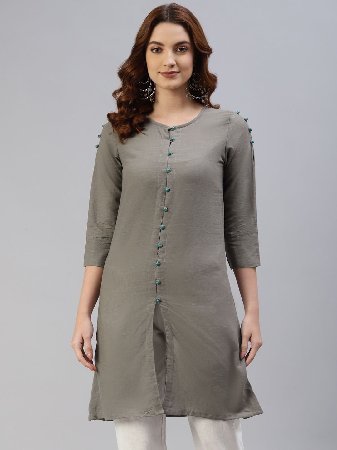 SVARCHI Women Grey Solid Tunic Price in India