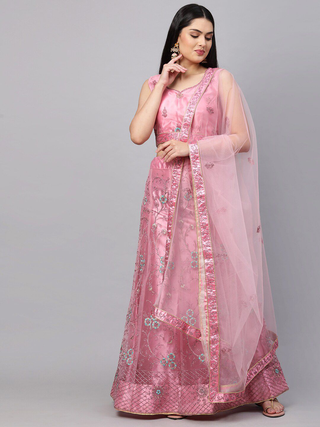 Rajesh Silk Mills Women Pink Lehenga Choli Price in India