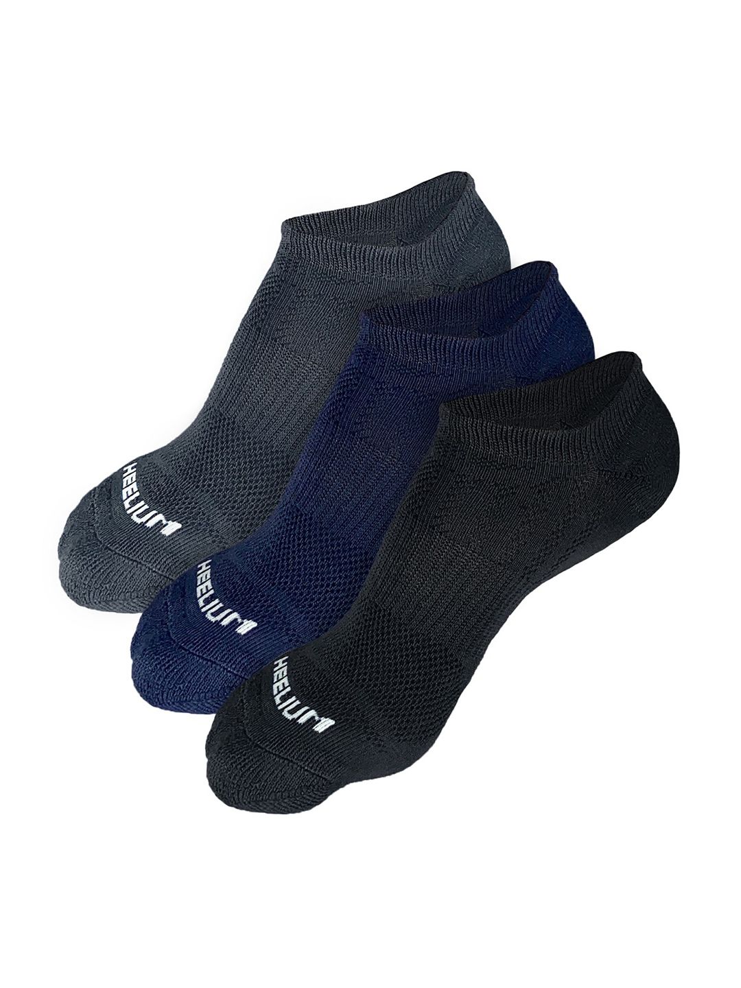 Heelium Men Pack of 3 Odour-Free Breathable Anti-Bacterial Bamboo Ankle Length Socks