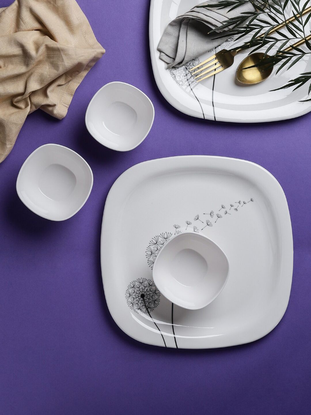 Servewell 18 Pieces White Melamine Glossy Dinner Set Price in India