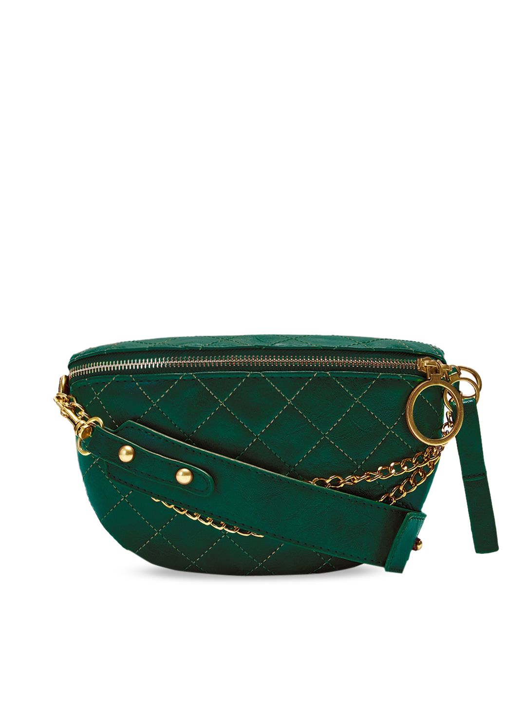VISMIINTREND Green Quilted Sling Bag Price in India