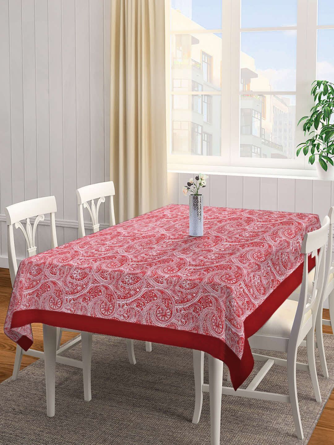 SHADES of LIFE Maroon Digital Paisley Printed Cotton 6 Seater Table Cover Price in India