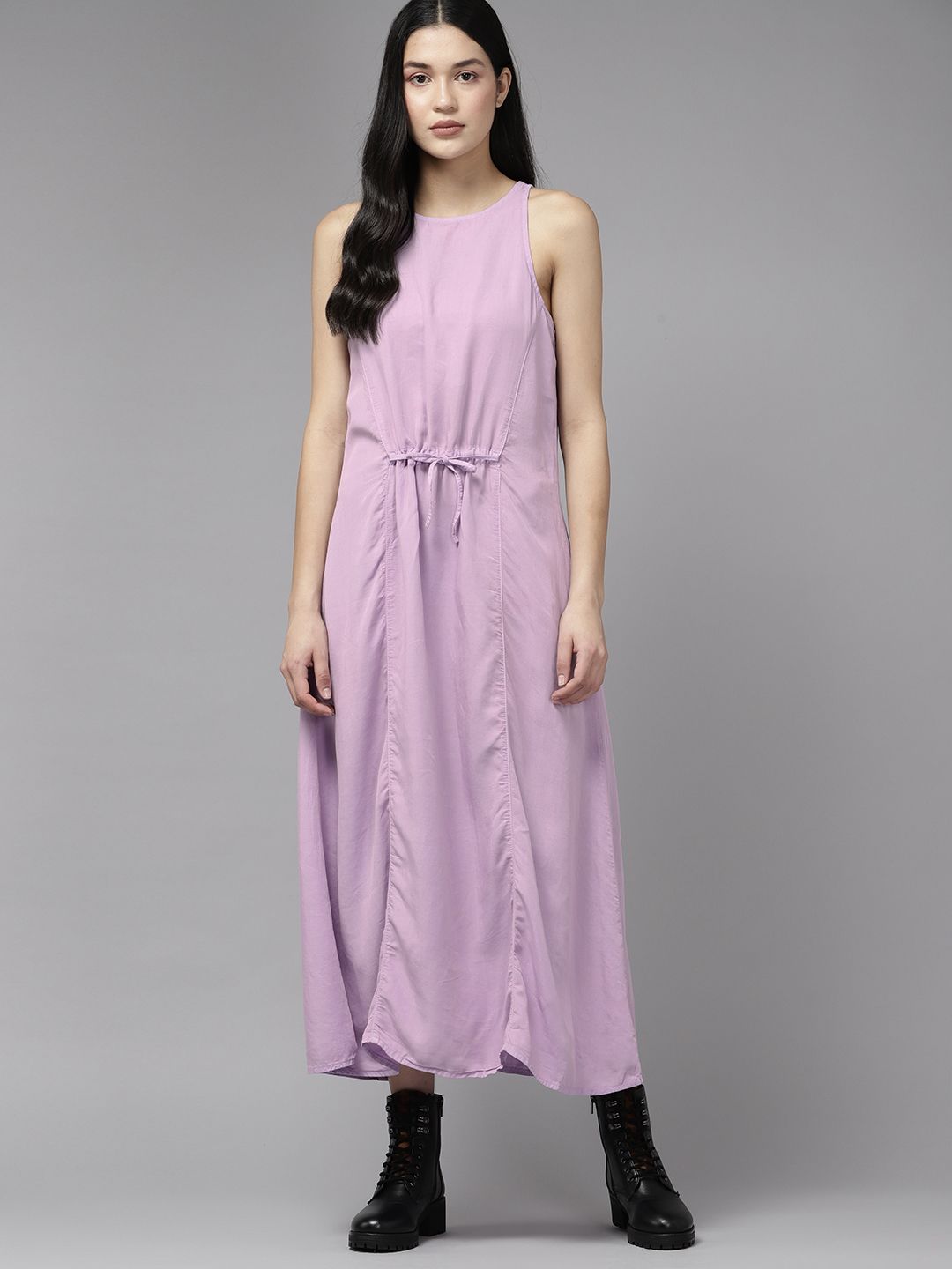Roadster The Lifestyle Co. Wait Tie-up A-Line Midi Dress Price in India