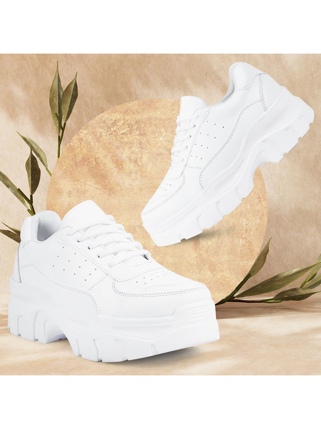 VENDOZ Women White Solid Sneakers Price in India
