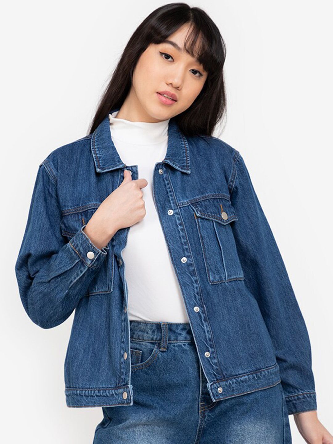 ZALORA BASICS Women Blue Denim Jacket Price in India