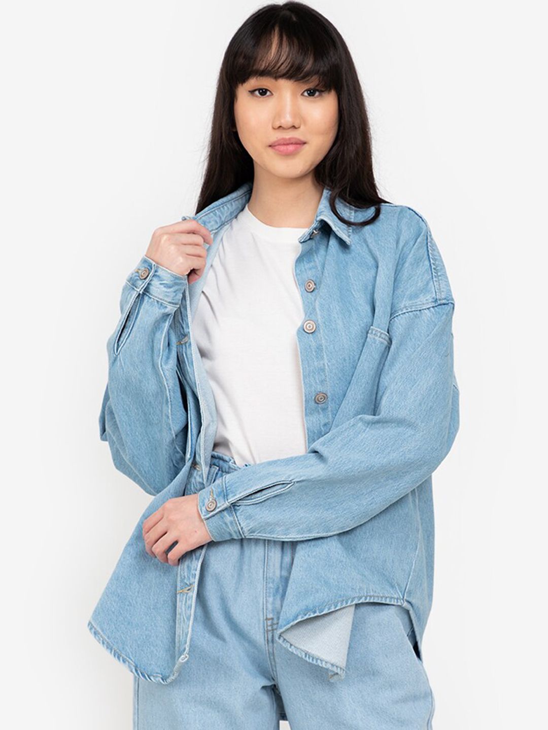 ZALORA BASICS Women Blue Windcheater Denim Jacket Price in India