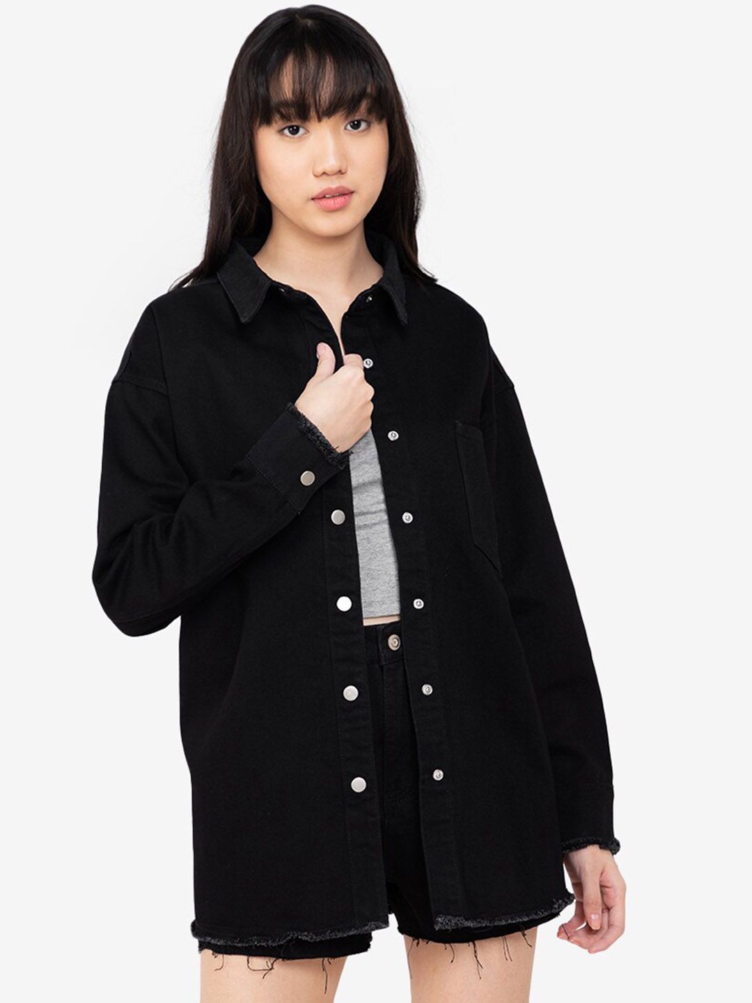 ZALORA BASICS Women Black Windcheater Denim Jacket Price in India