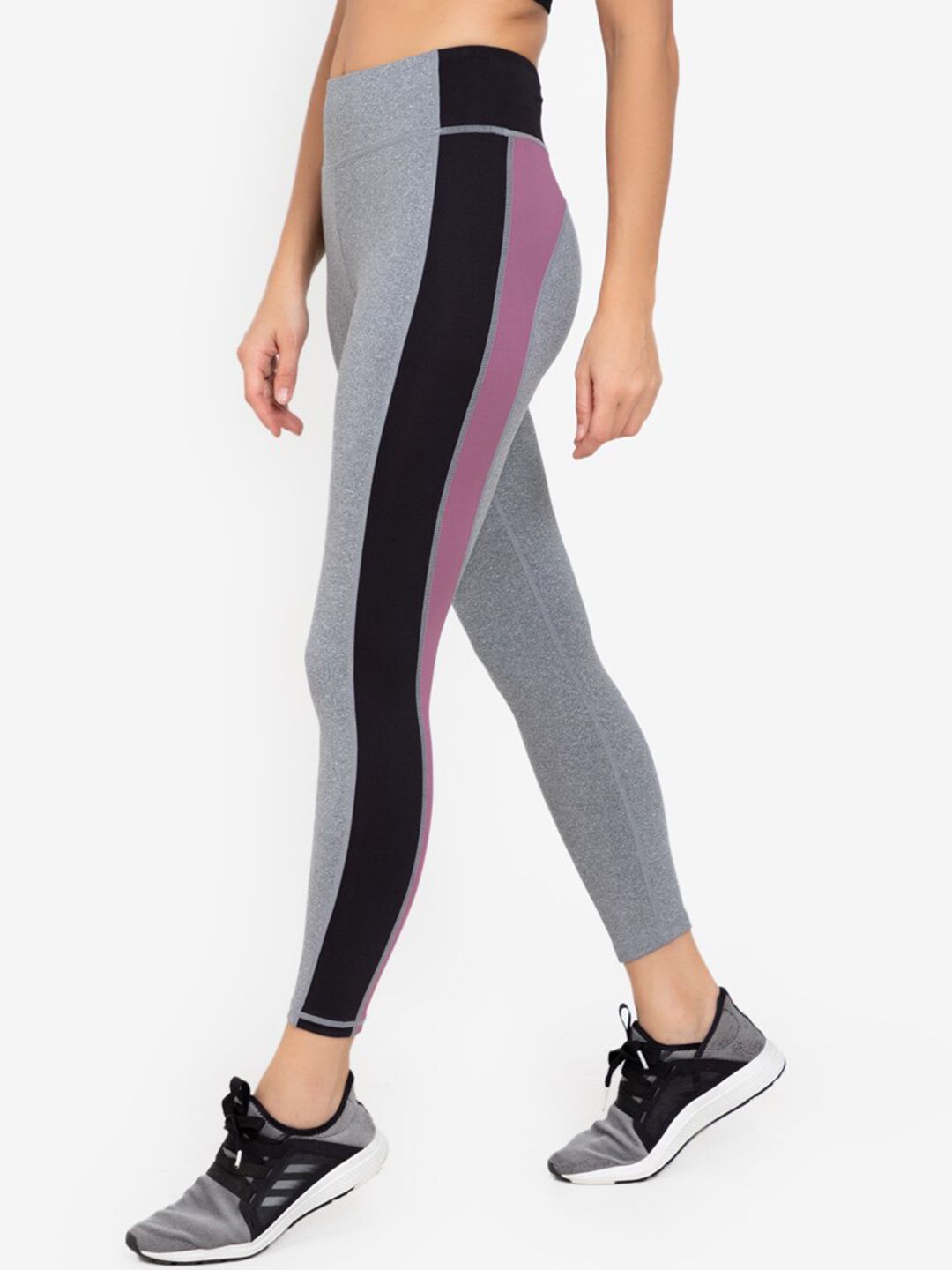 ZALORA ACTIVE Women Grey Stripe Detail Tights Price in India