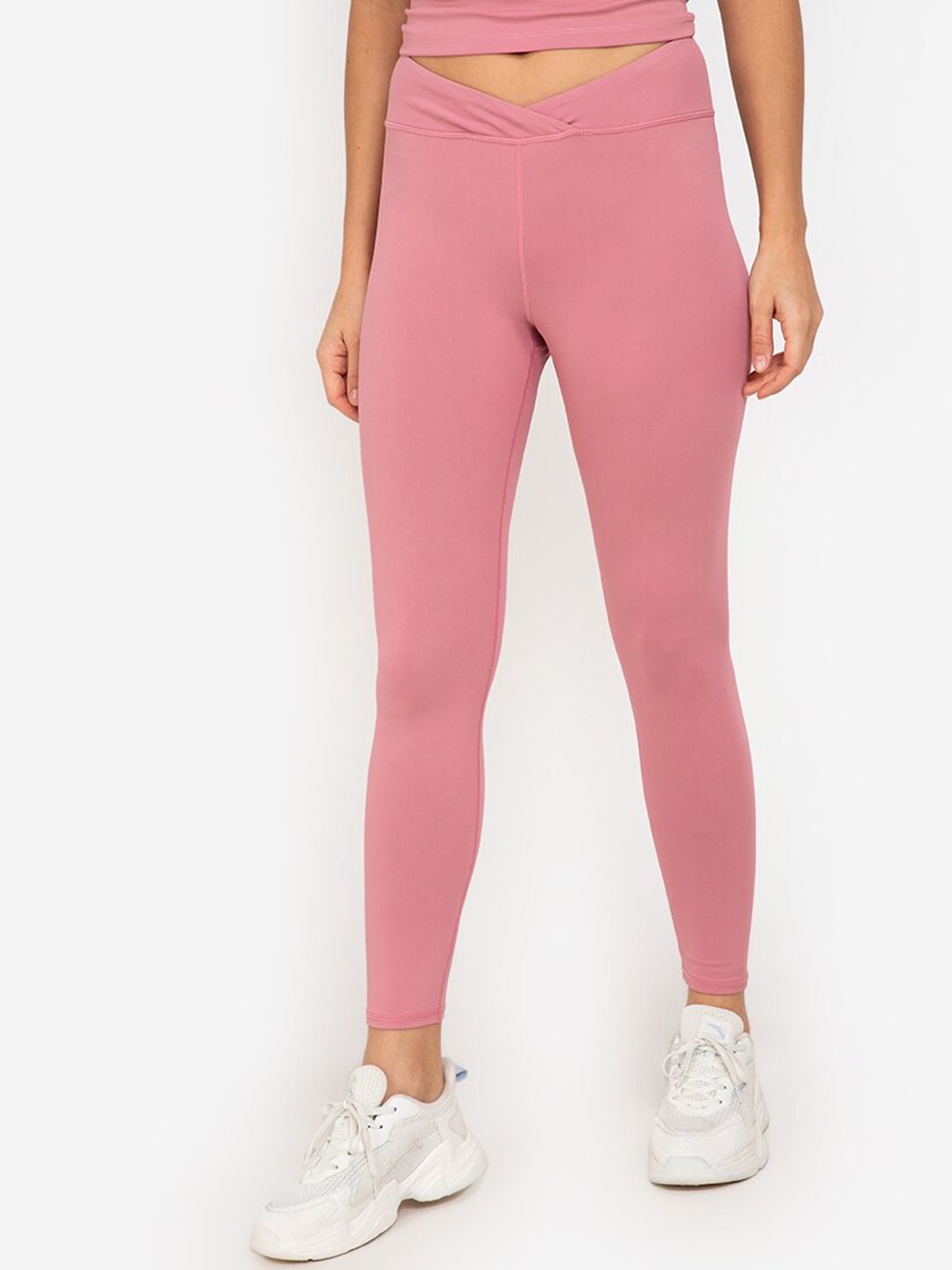 ZALORA ACTIVE Women Pink Solid High Rise  Tights Price in India