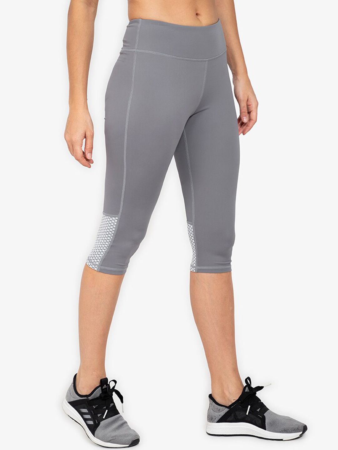 ZALORA ACTIVE Women Grey 3/4 Calf Detail Tights Price in India