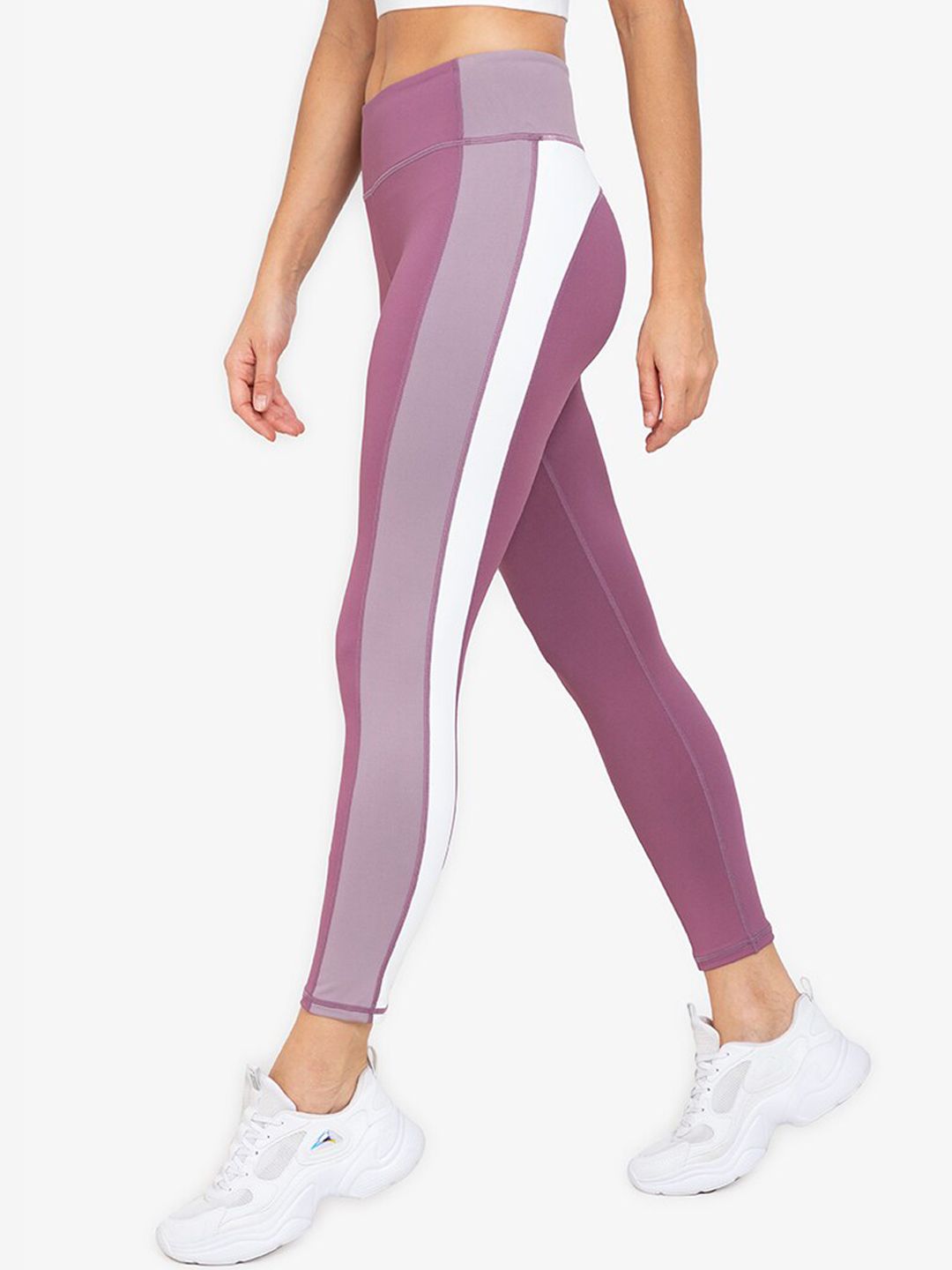 ZALORA ACTIVE Women Purple Stripe Detail Tights Price in India