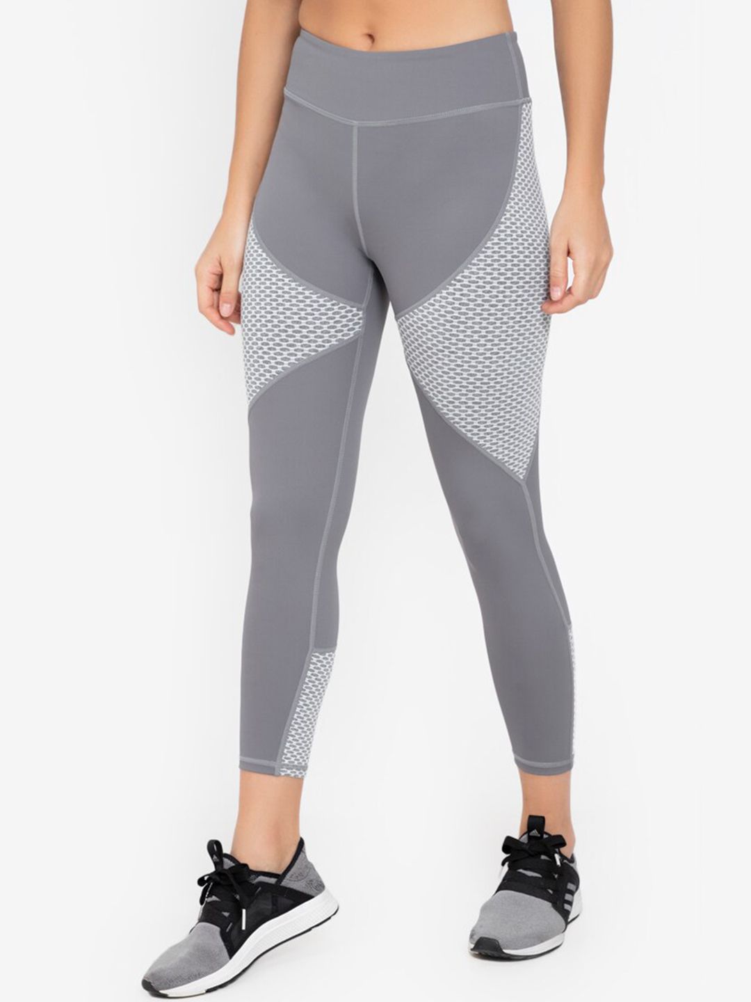 ZALORA ACTIVE Women Grey Colourblocked Tights Price in India