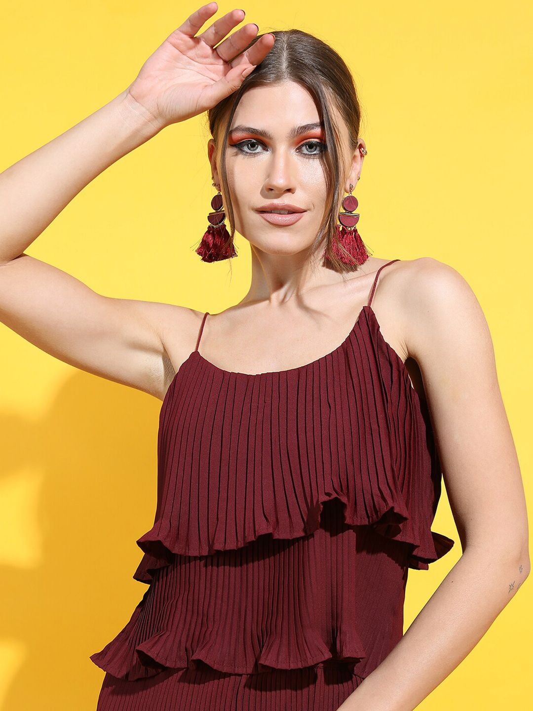 Tokyo Talkies Maroon Tiered Top
