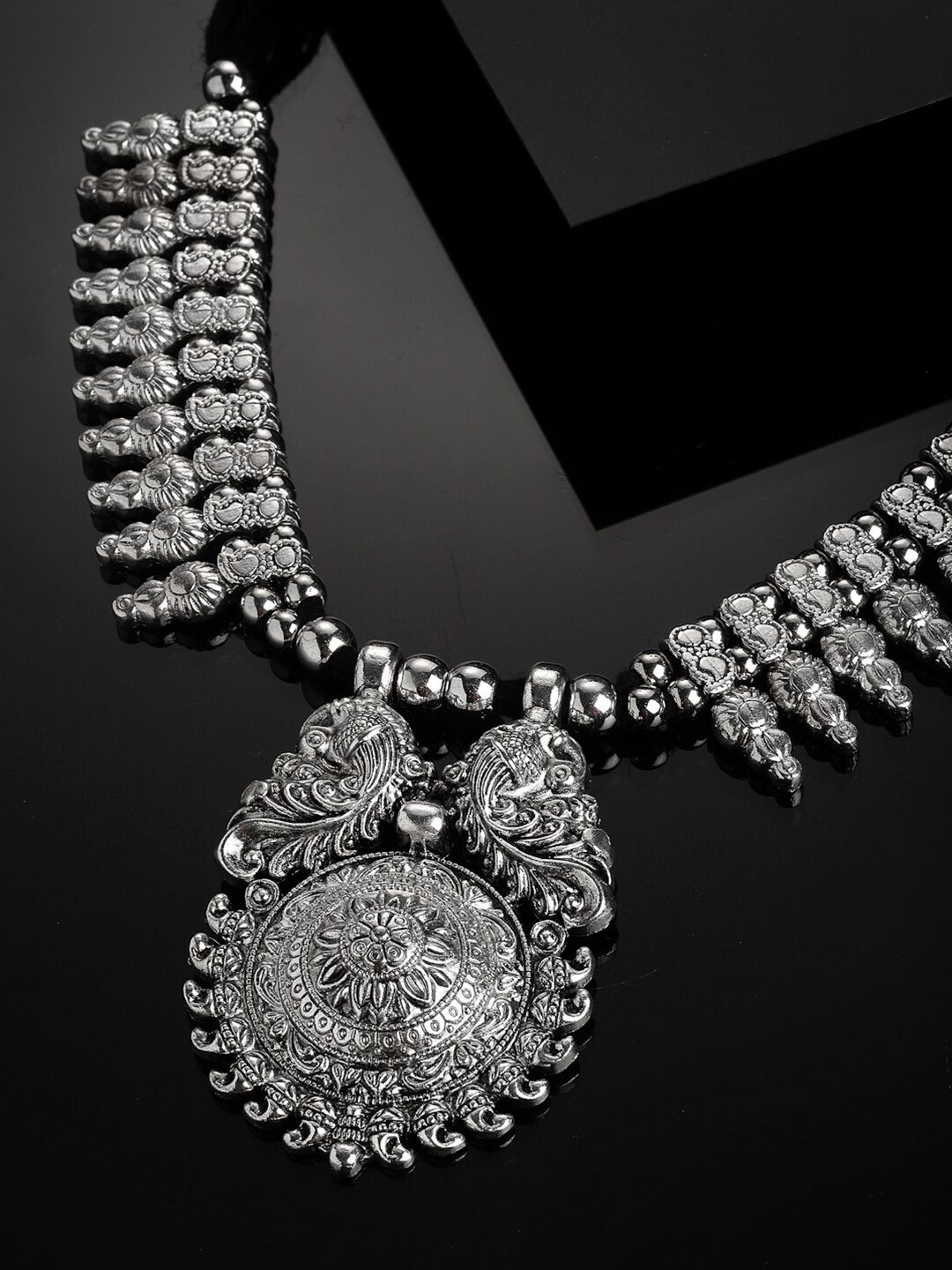 PANASH Silver-Plated German Silver Oxidised Necklace Price in India
