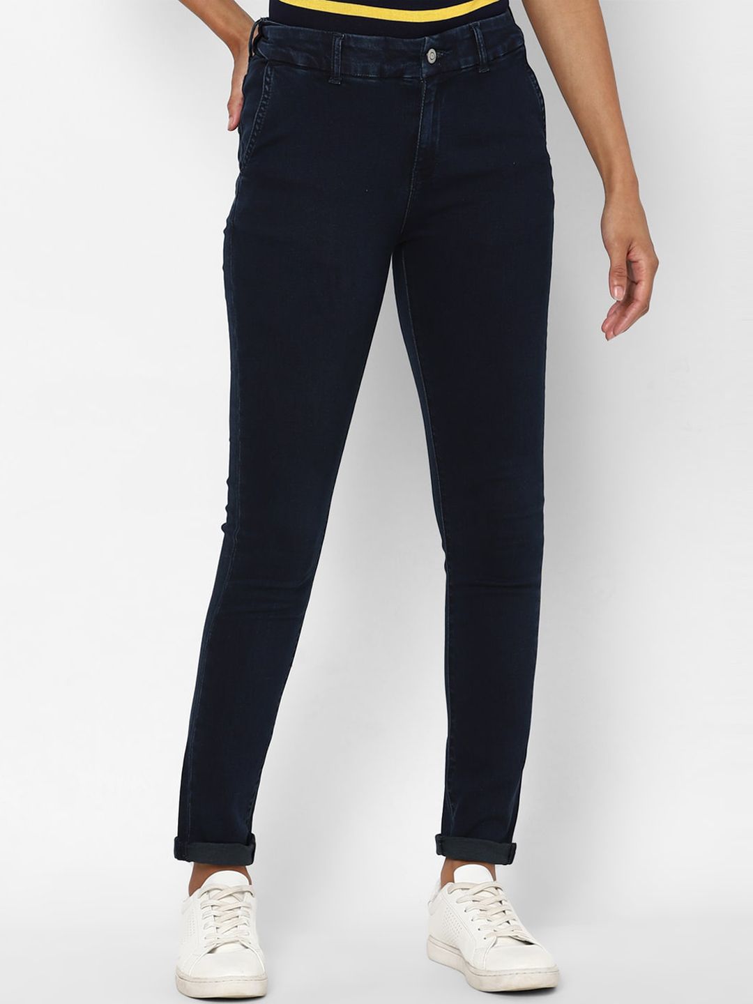 Allen Solly Woman Women Navy Blue Slim Fit Mid-Rise Jeans Price in India