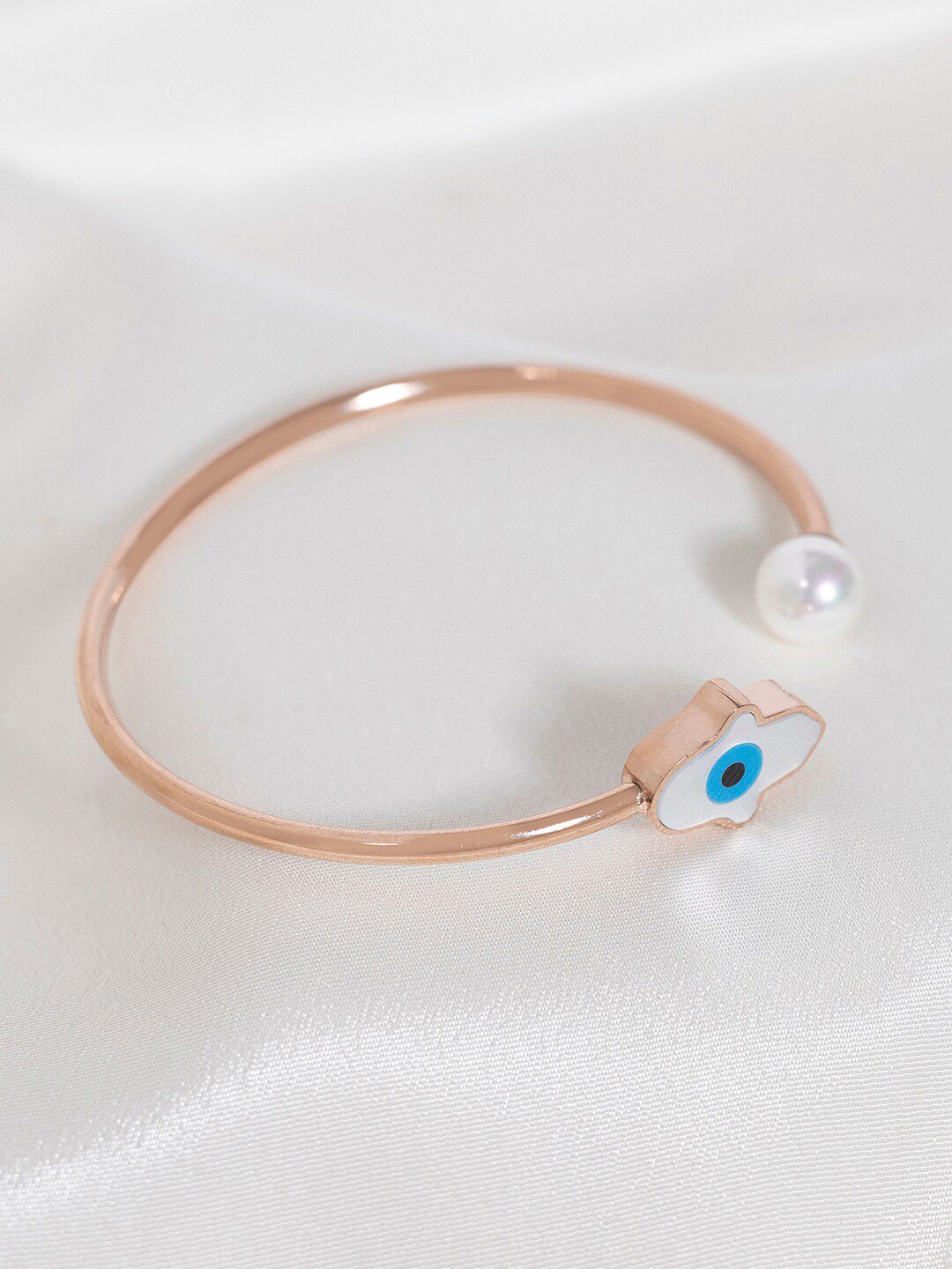 Mikoto by FableStreet Women Rose Gold & White Pearls Rose Gold-Plated Cuff Bracelet Price in India