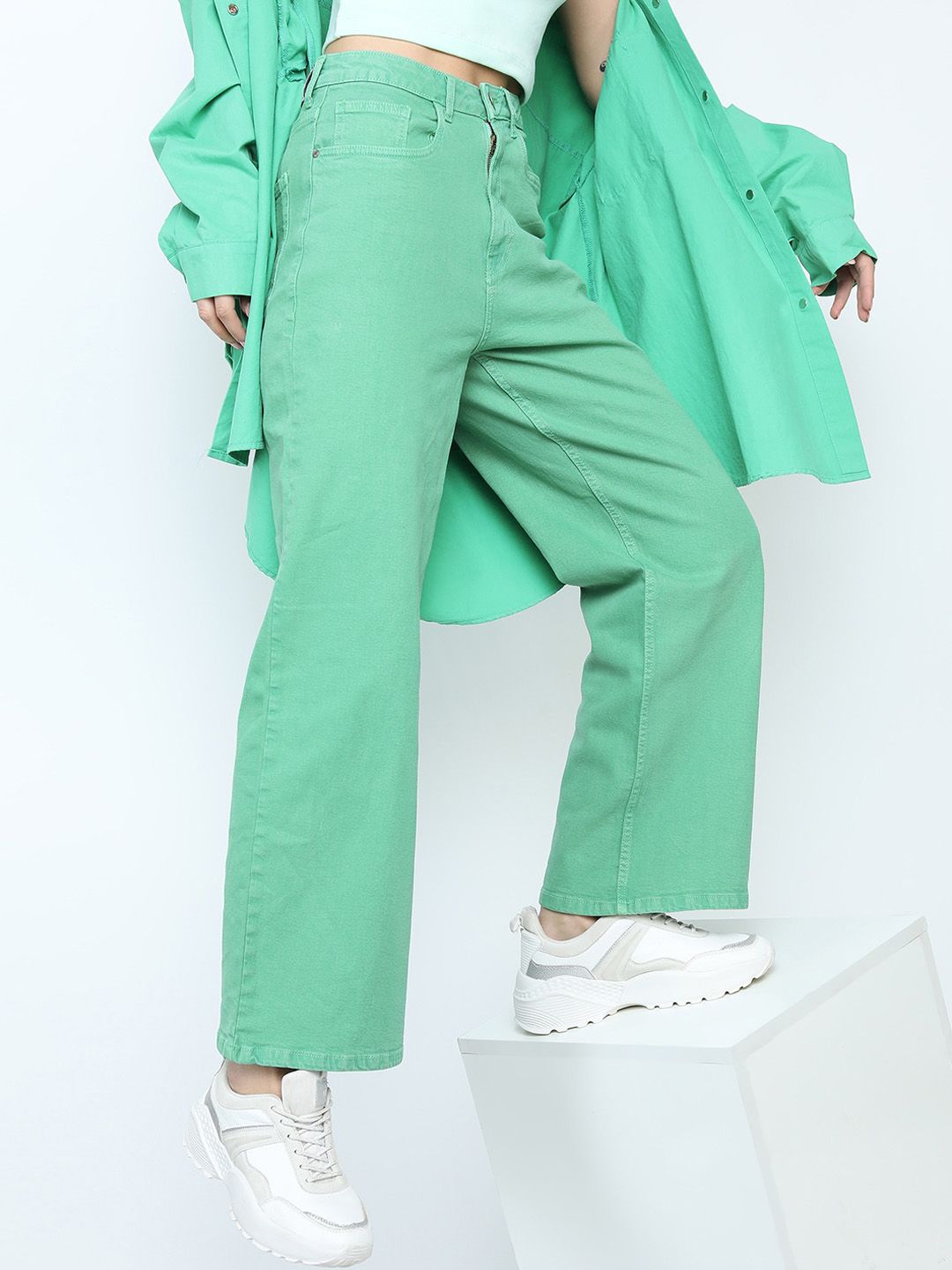 Tokyo Talkies Women Green Flared Jeans Price in India