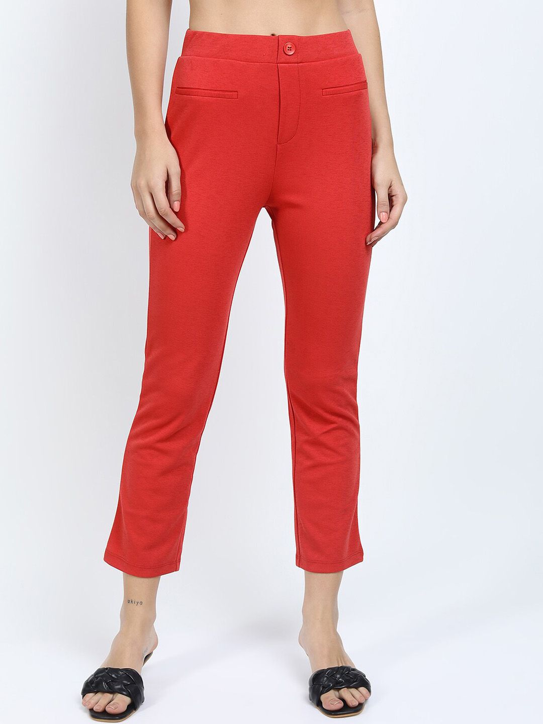 Tokyo Talkies Women Red Slim Fit Trousers Price in India