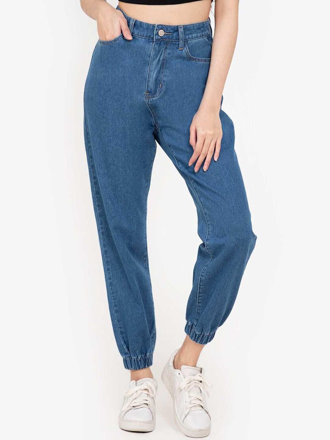 ZALORA BASICS Women Blue Jogger High-Rise Jeans Price in India