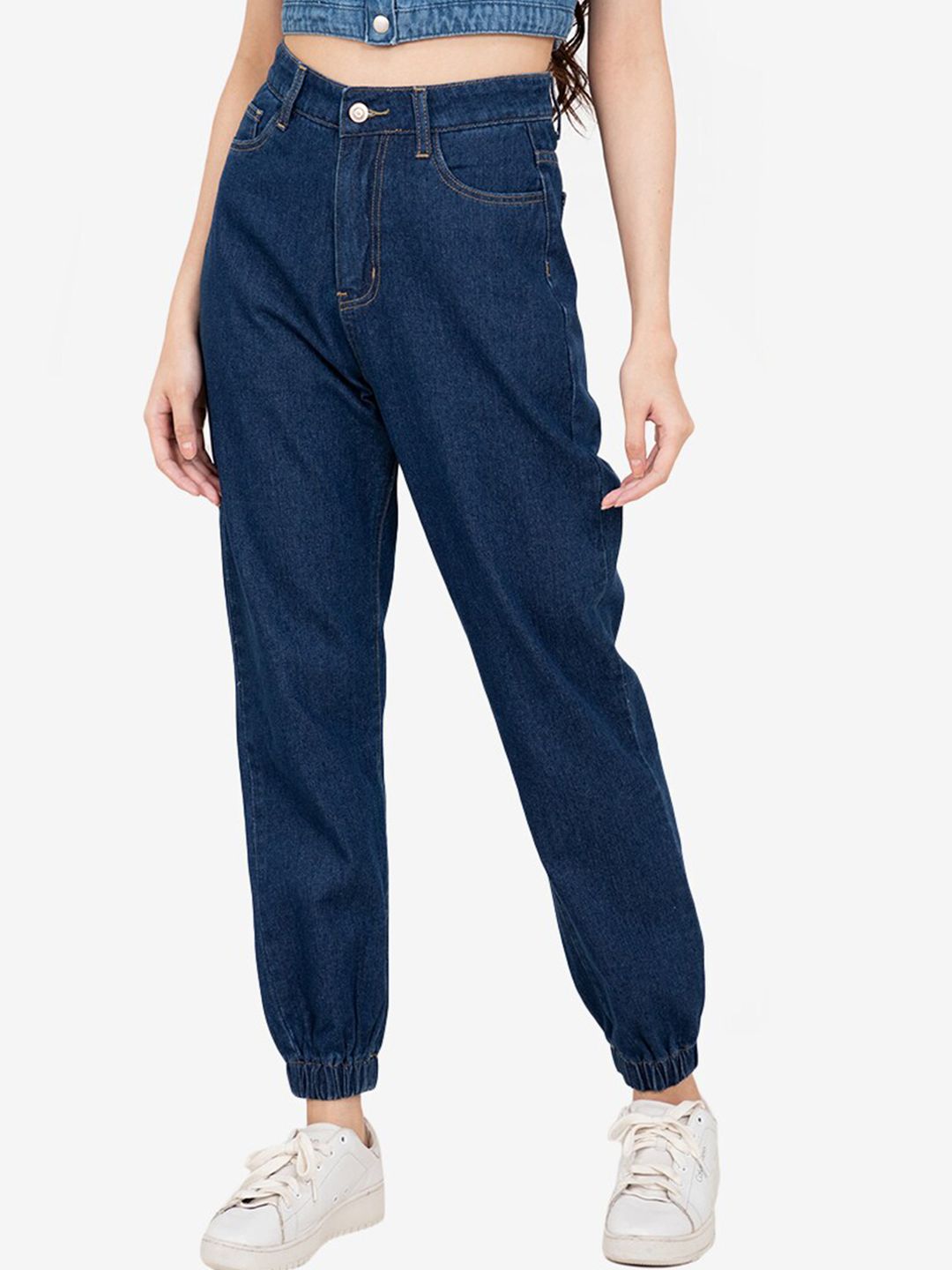 ZALORA BASICS Women Blue Mom Fit High-Rise Jogger Jeans Price in India