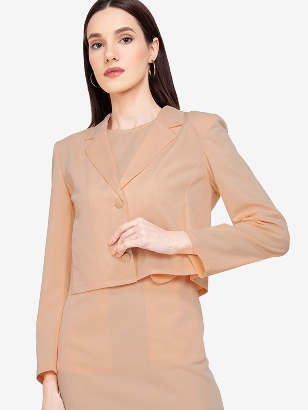 ZALORA WORK Yellow Solid Cropped Jacket Price in India