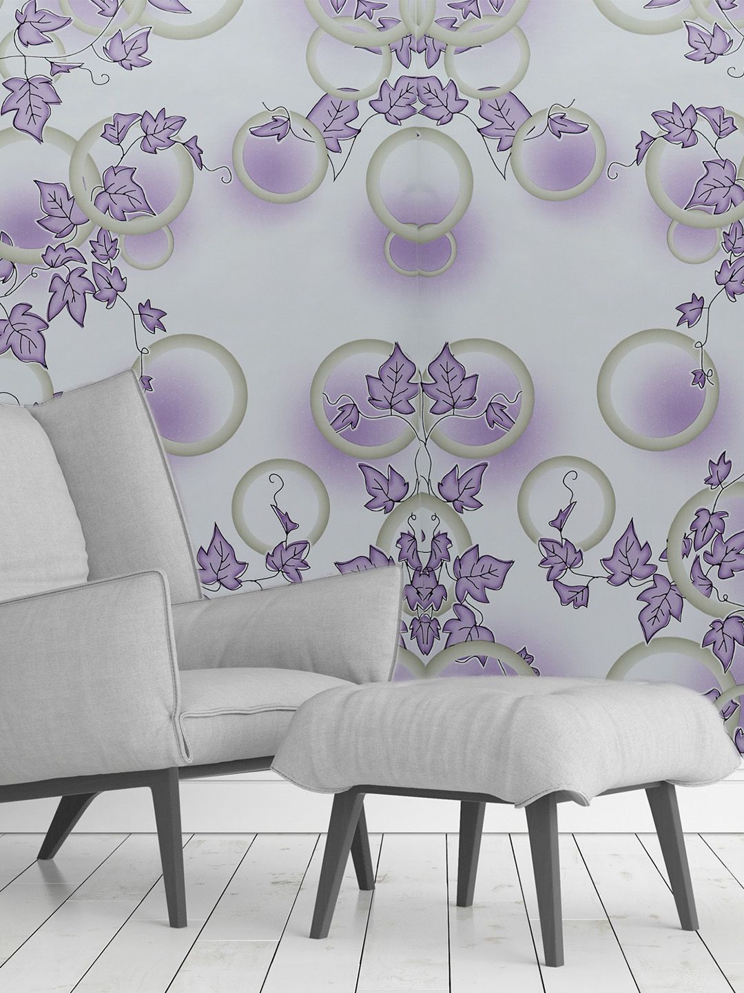 Ispace Pack of 2 Purple Floral and Botanical Printed Self Adhesive Wall Stickers Price in India