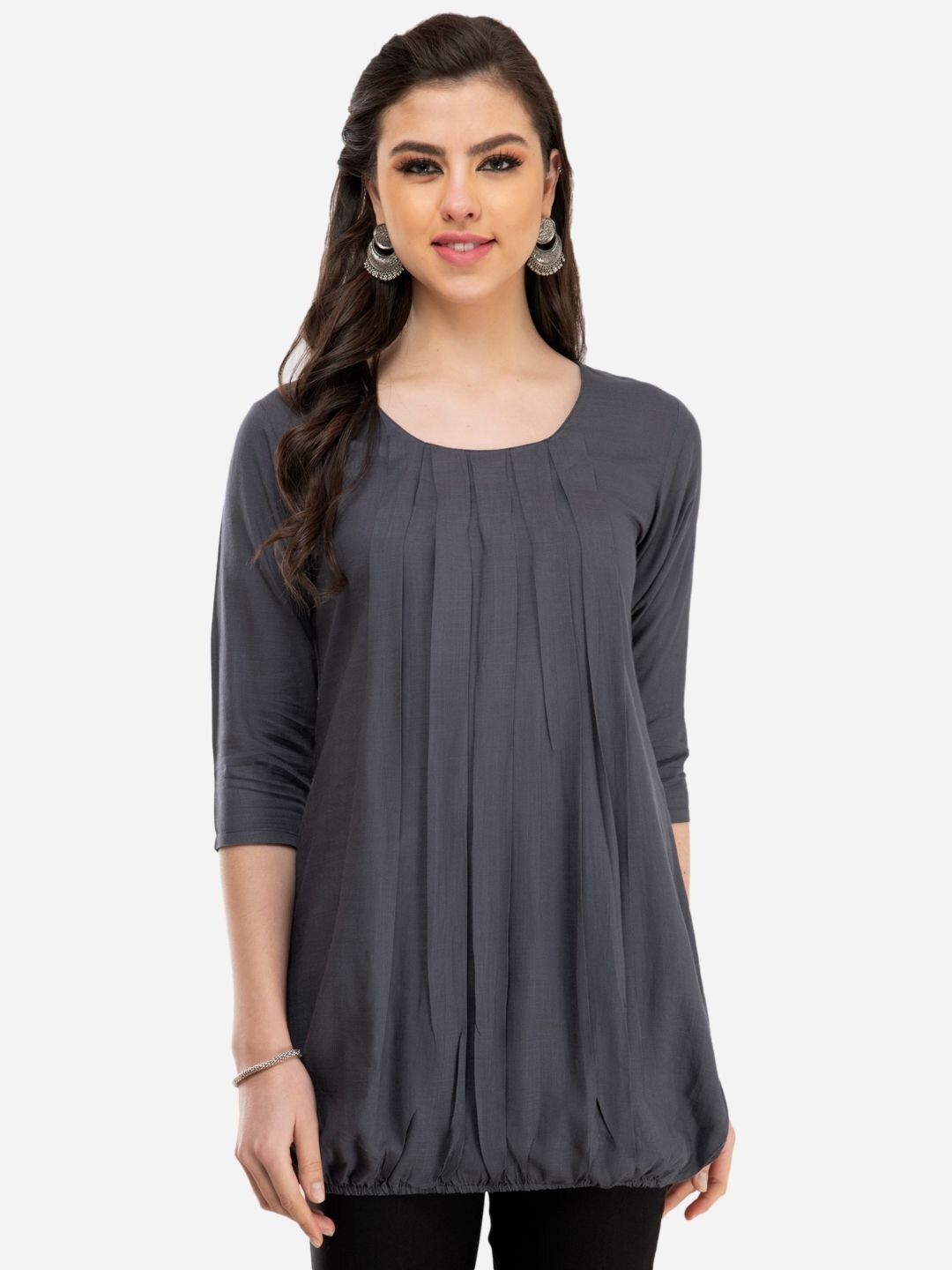 DesiNoor com Grey Viscose Rayon Tunic Price in India