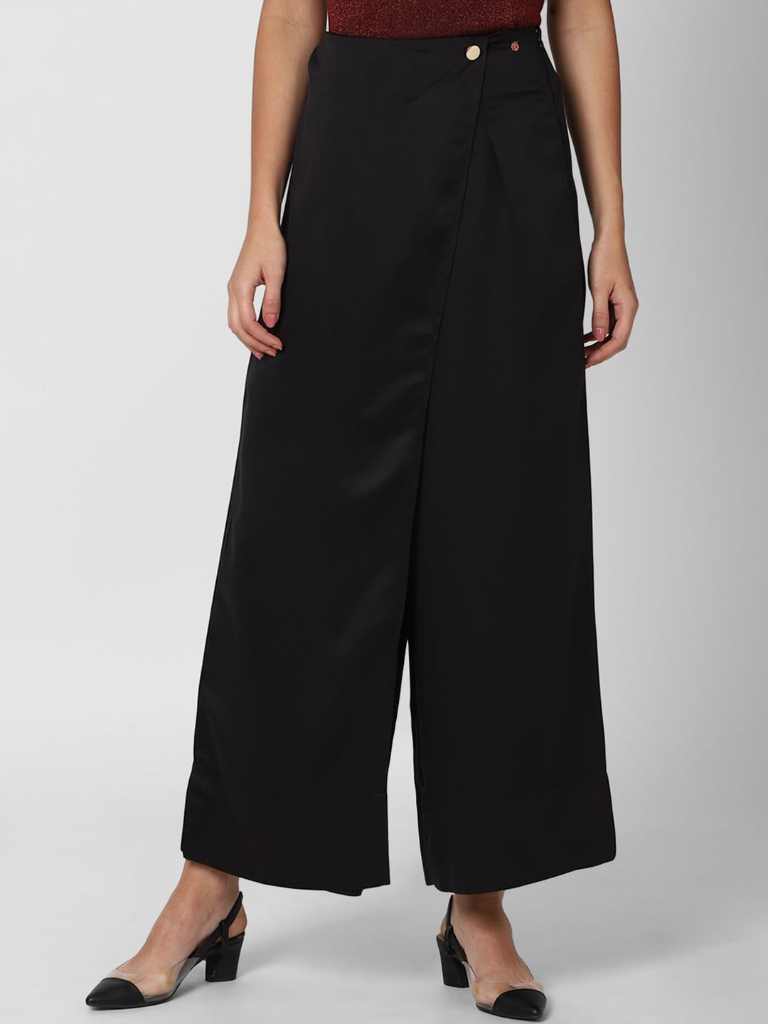 Van Heusen Woman Women Black Flared Trousers Price in India