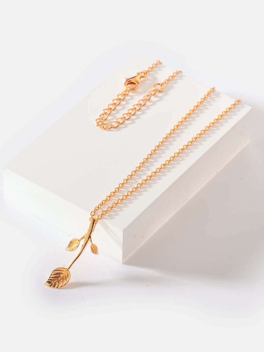 SHAYA Gold-Toned Sterling Silver Gold-Plated Necklace Price in India