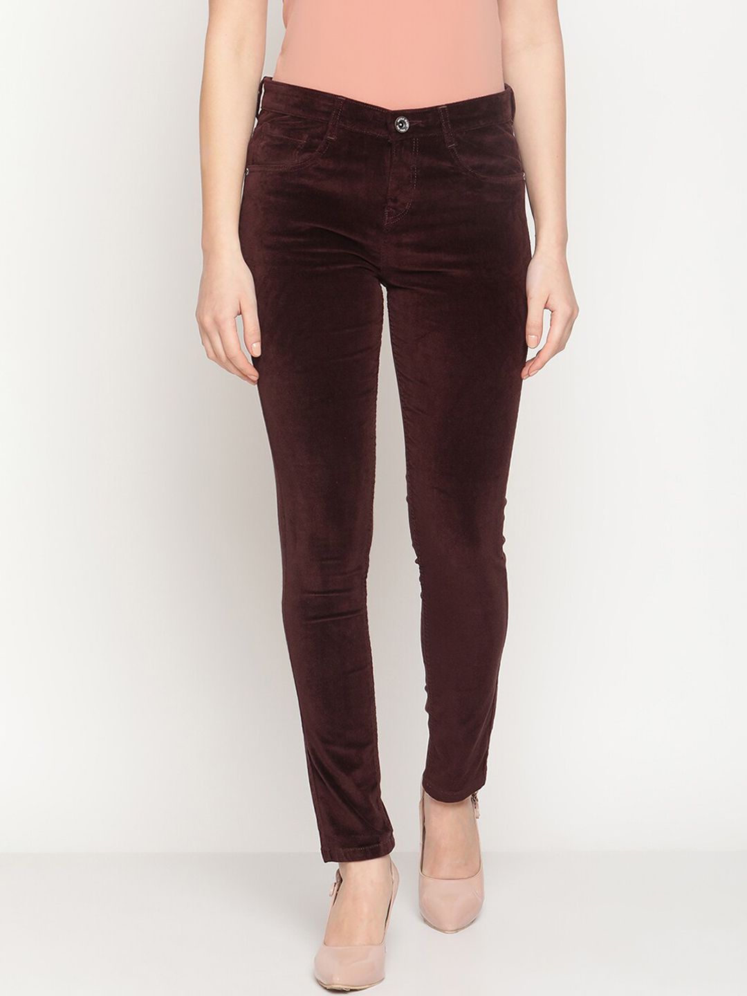 METTLE Women Maroon Stretchable Jeans Price in India