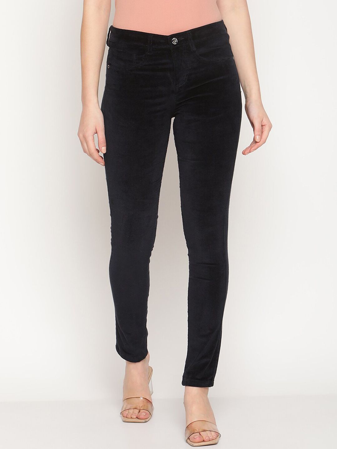 METTLE Women Navy Blue Stretchable Cotton Jeans Price in India