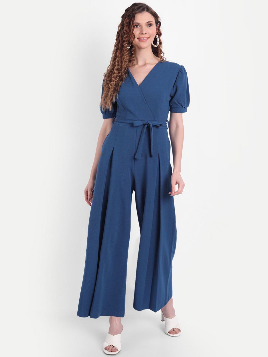 BROADSTAR Women Navy Blue Solid Basic Jumpsuit Price in India