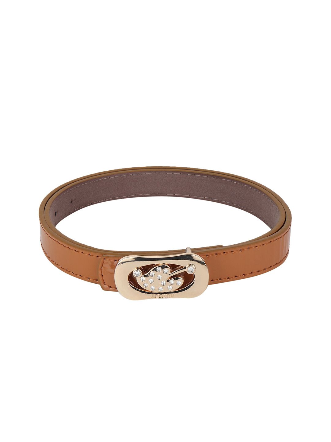 Swiss Design Women Tan PU Slim Belt Price in India