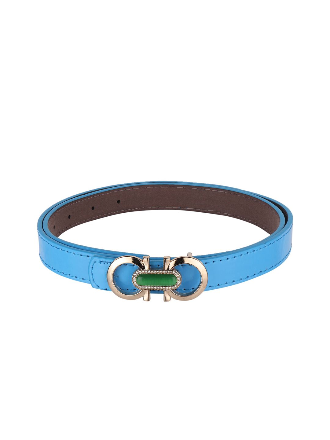 Swiss Design Women Blue PU Slim Belt Price in India