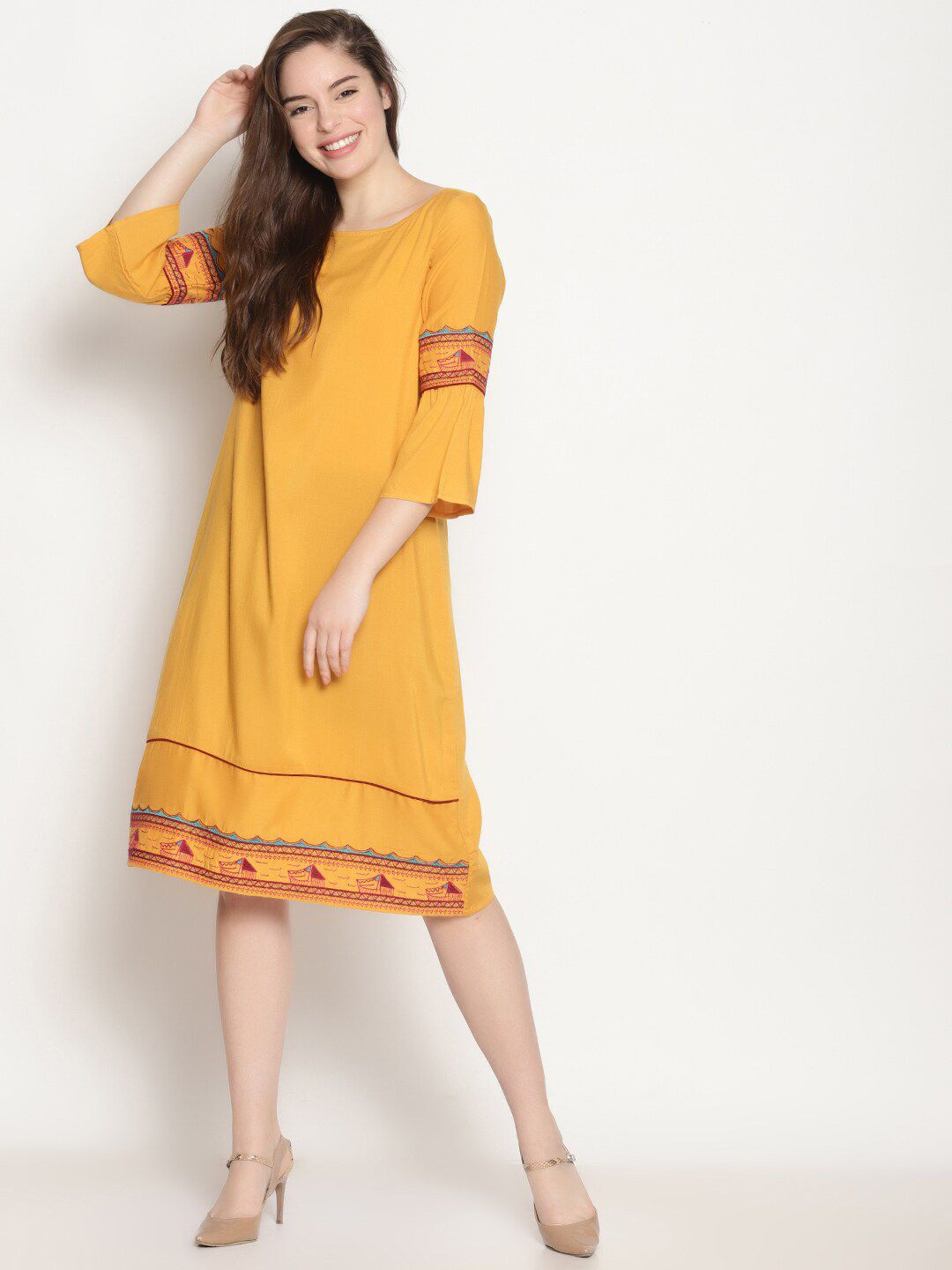 UNTUNG Yellow A-Line Dress Price in India