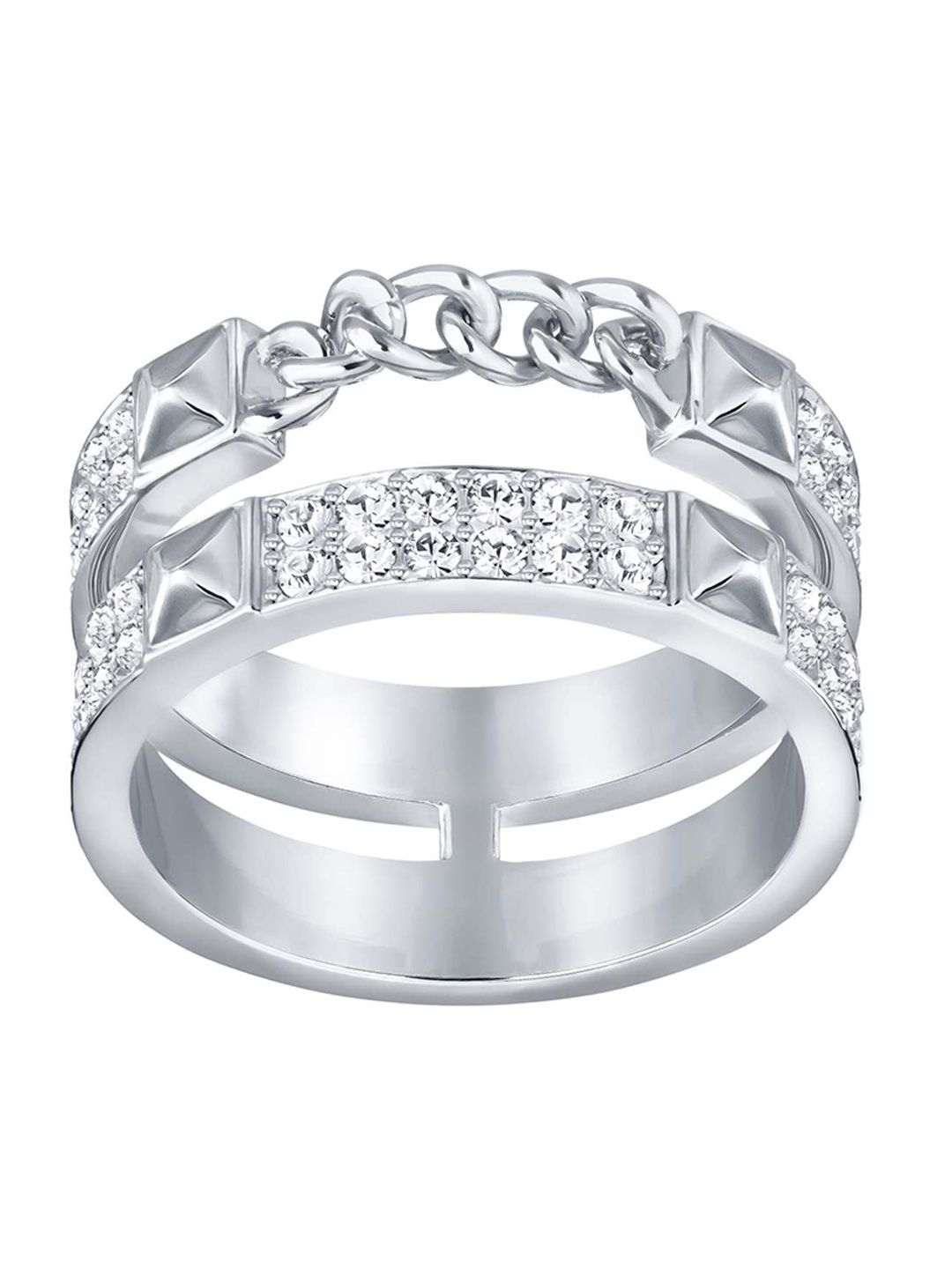 SWAROVSKI Rhodium-Plated Silver-Toned FICTION:RING CRY/RHS 52 Price in India