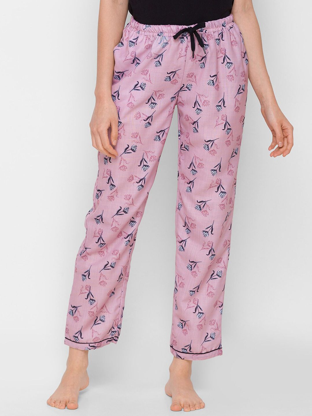 NOIRA Women Pink Floral Printed Lounge Pants Price in India