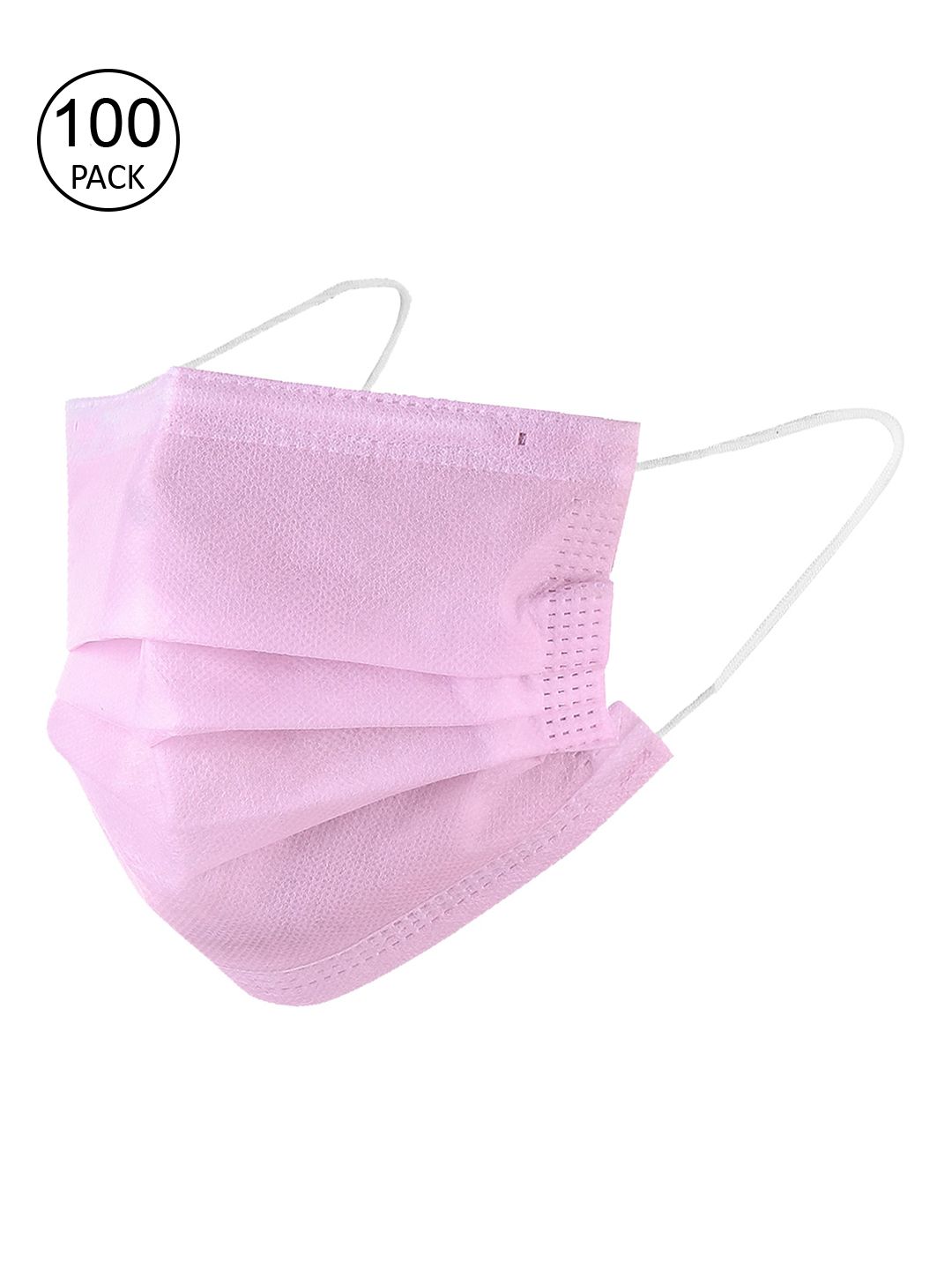Swiss Design Unisex Pack of 100 Pink 3-Ply Ultrasonic Outdoor Mask With Nose-Pin Price in India