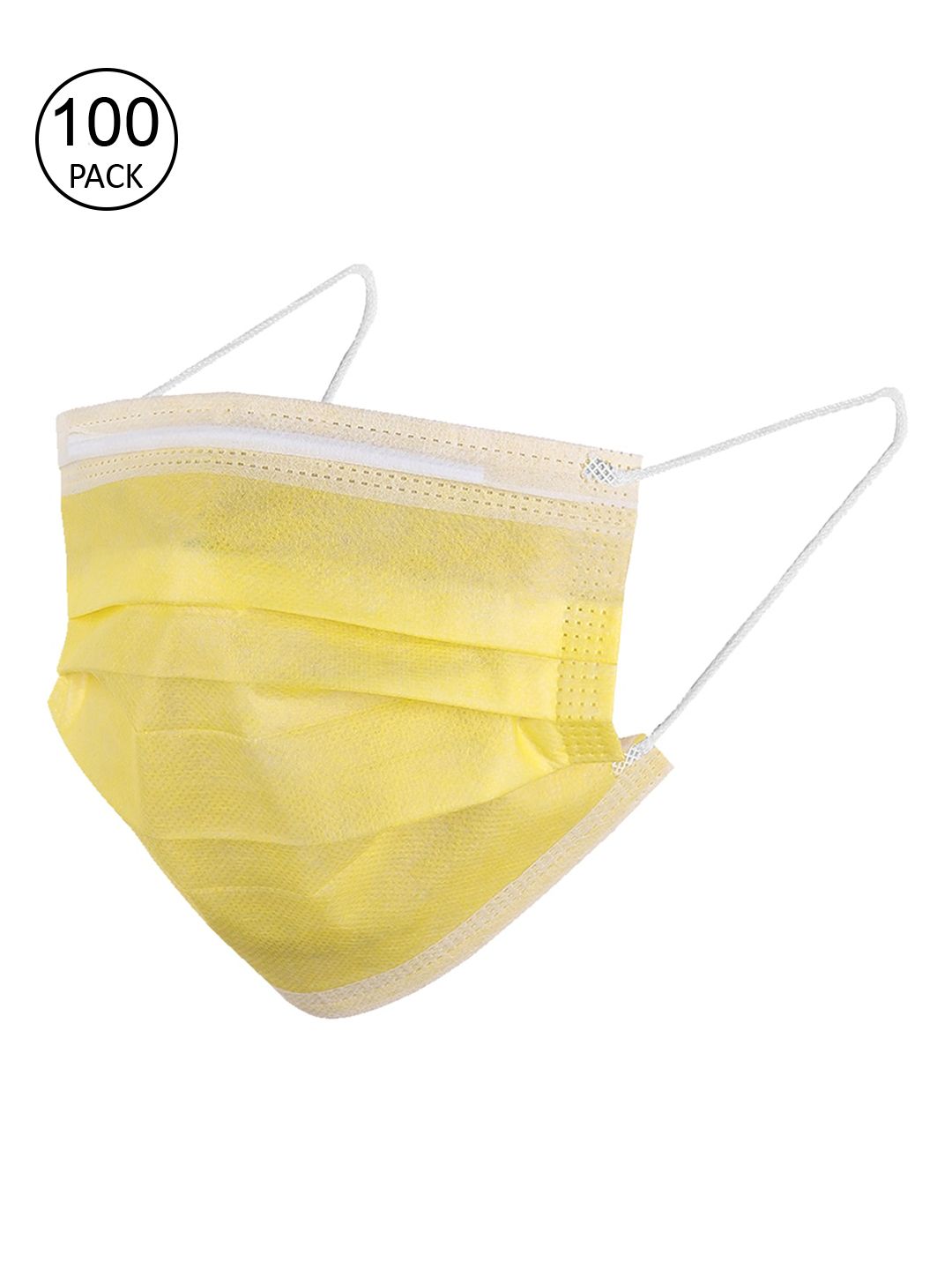 Swiss Design Unisex Yellow Pack of 100 3 Ply Mask With Nose Pin Price in India