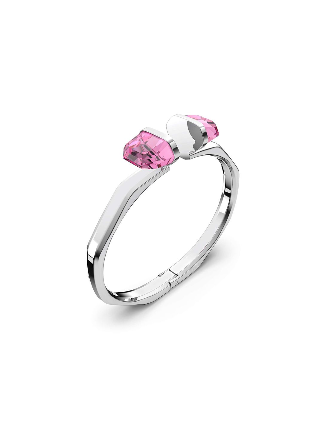 SWAROVSKI Women Pink Crystals Silver-Plated Cuff Bracelet Price in India