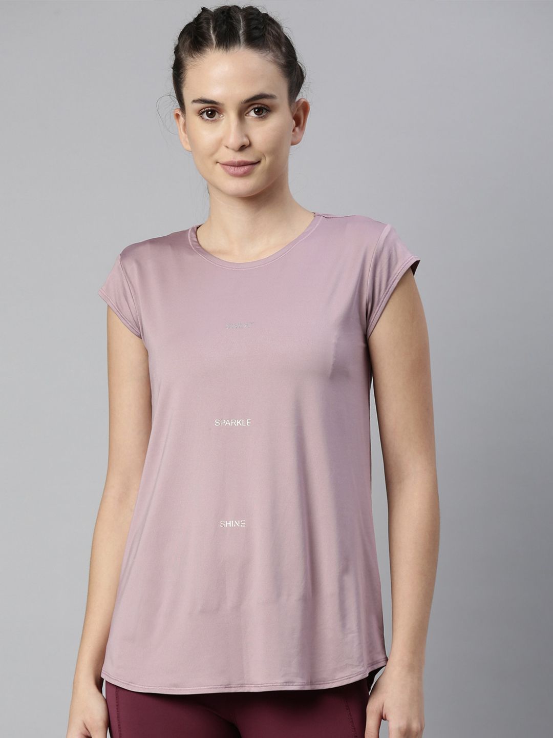 Enamor Women Mauve Antimicrobial Outdoor Athleisure T-shirt Price in India