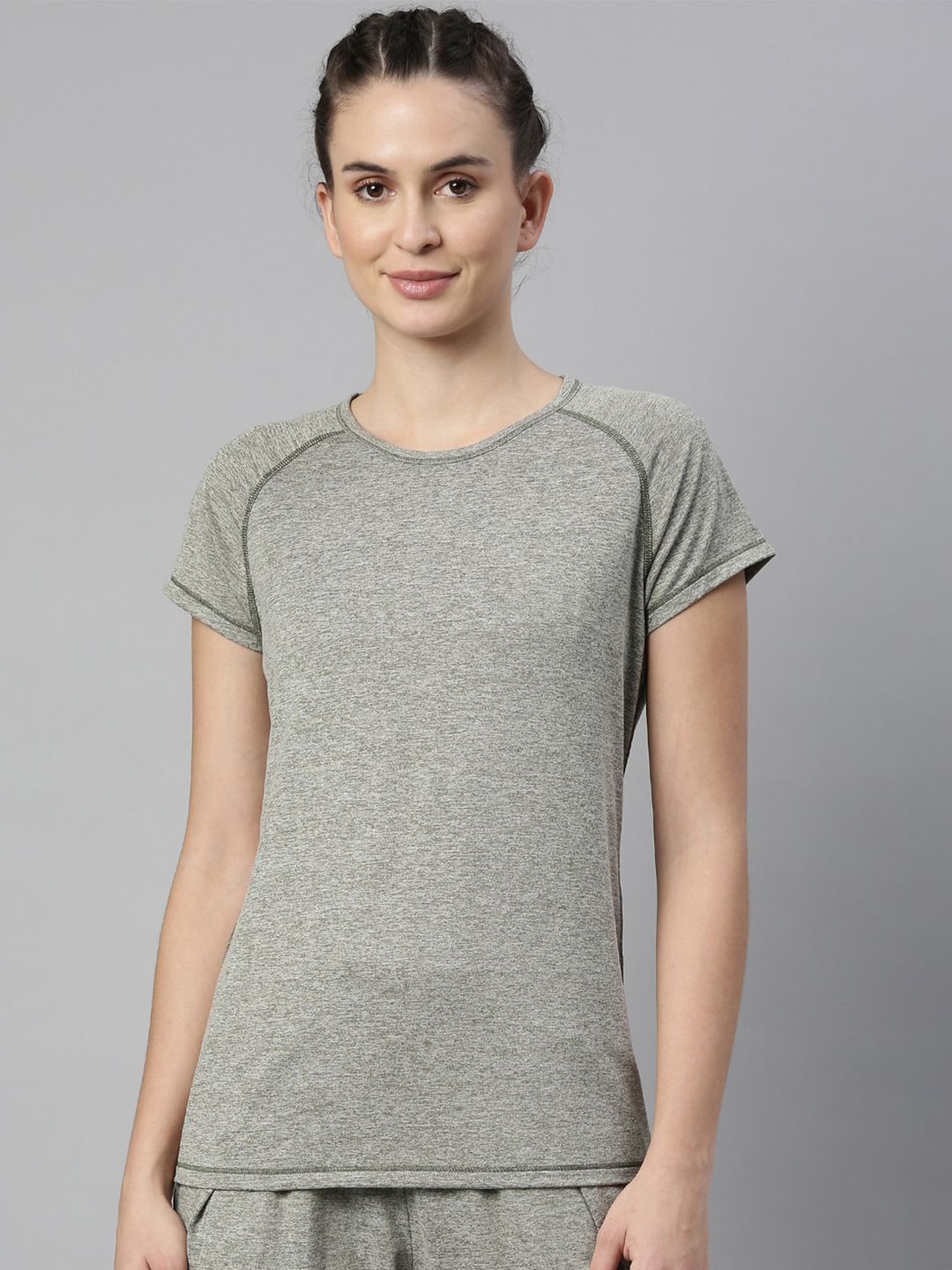 Enamor Women Green Antimicrobial Slim Fit Outdoor T-shirt Price in India