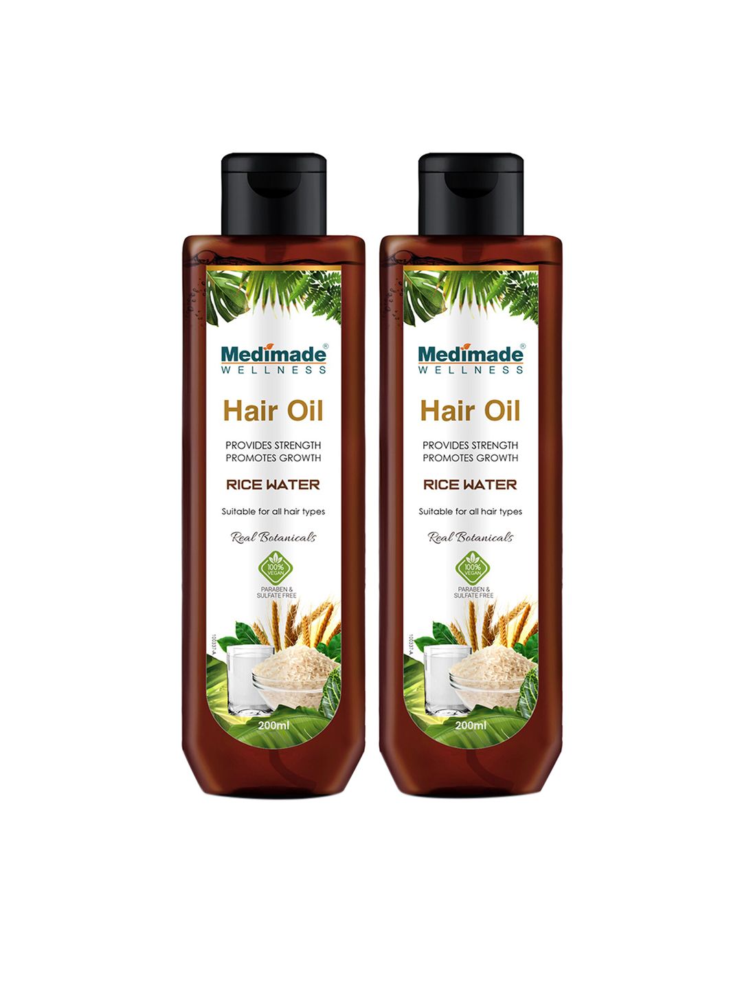 Medimade Wellness Set of 2 Rice Water Hair Oil with Almond & Extra Virgin Olive 200 ml Price in India