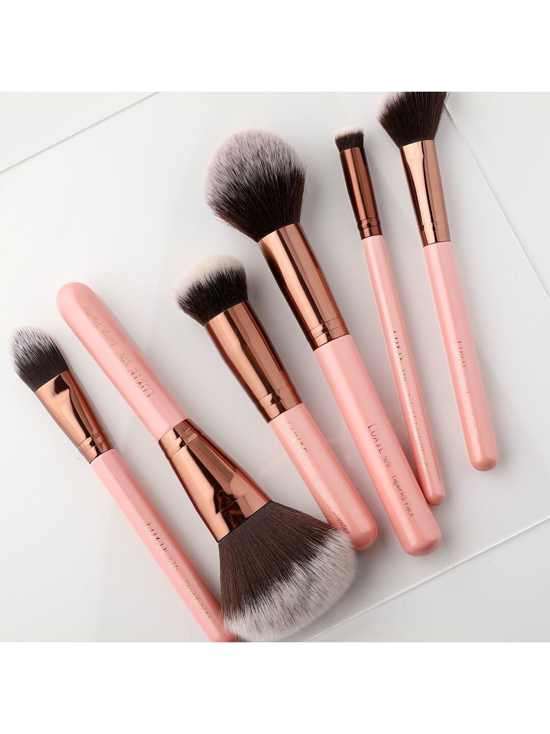 LUXIE Set of 6 Rose Gold Face Essential Brushes Price in India