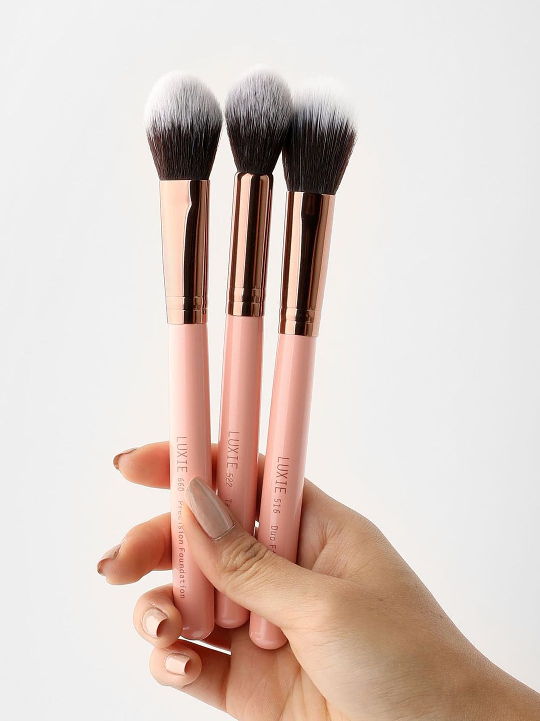 LUXIE Set of 3 Rose Gold Classic Face Make Up Brushes Price in India