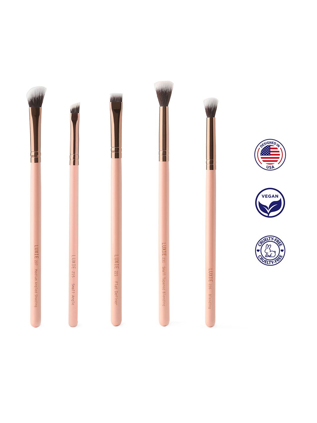 LUXIE Set of 5 Rose Gold Eye Essential Brush Price in India