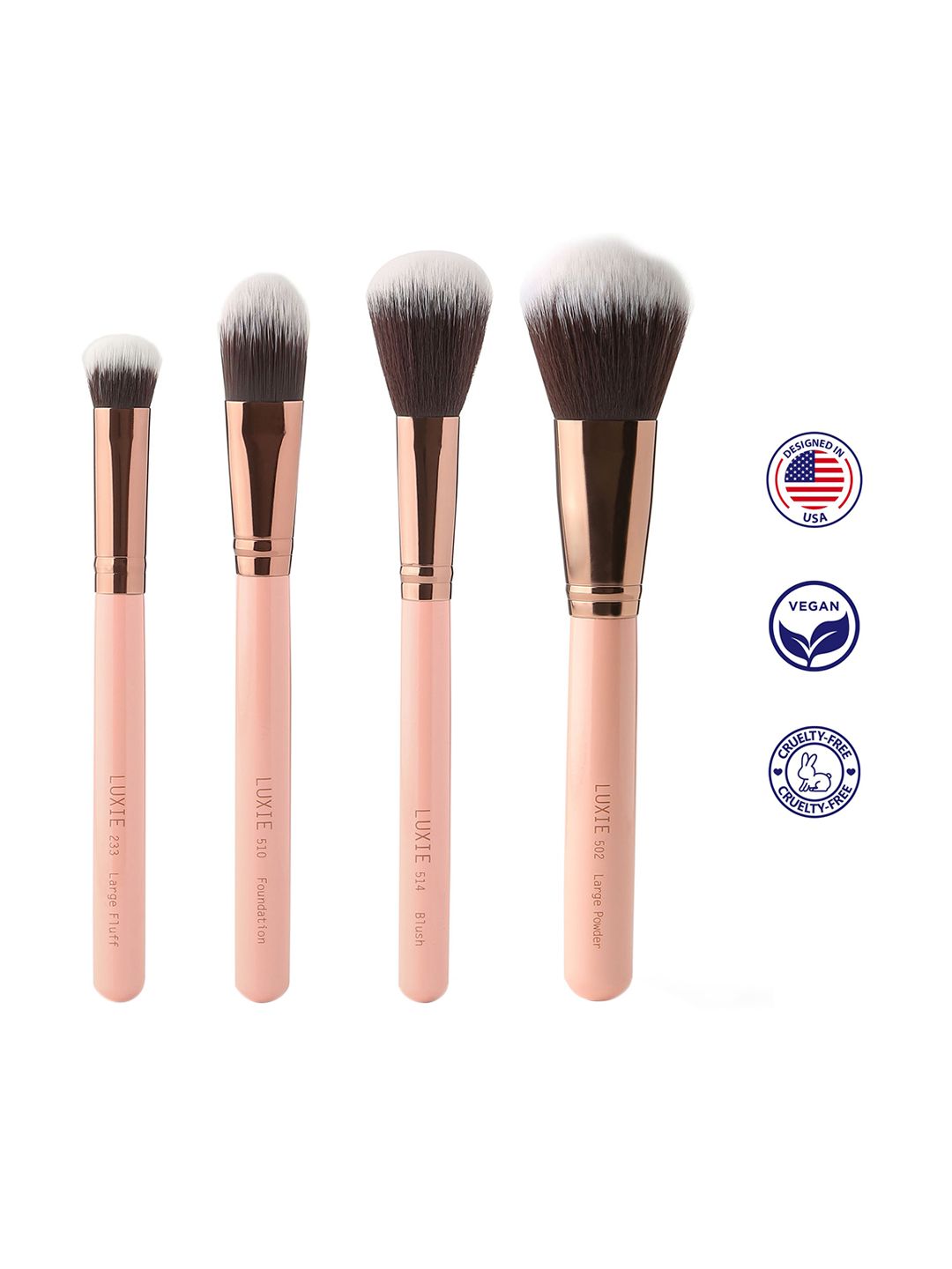 LUXIE Set of 4 Rose Gold Face Complexion Brushes Price in India