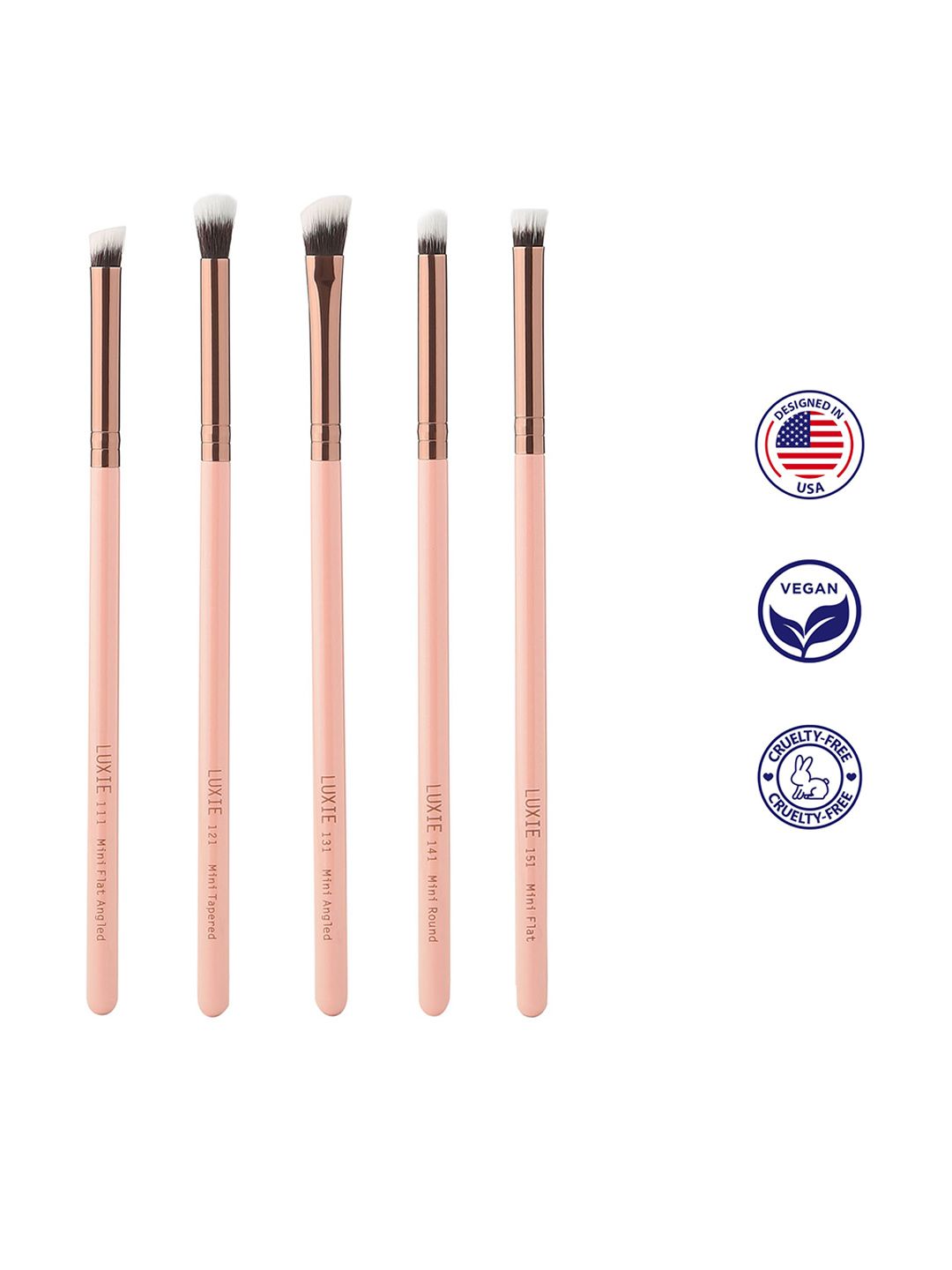 LUXIE Set of 4 Rose Gold Mini Detail Eye Brushes Price in India